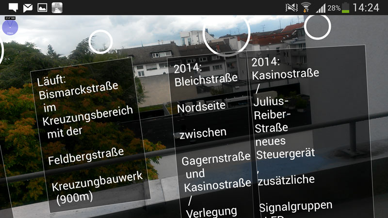 Ansicht eines Smartphone Displays mit einer Augmented Reality Ansicht.